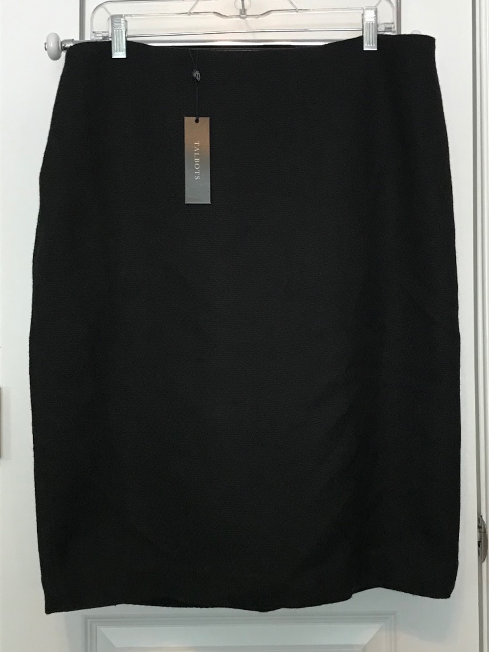 NWT Talbots fully lined black wool midi pencil skirt (16)